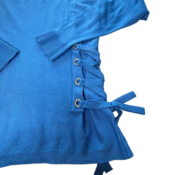 INC International Concepts Blue Lace Up Side Sweater Women Size M - Picture 3 of 8